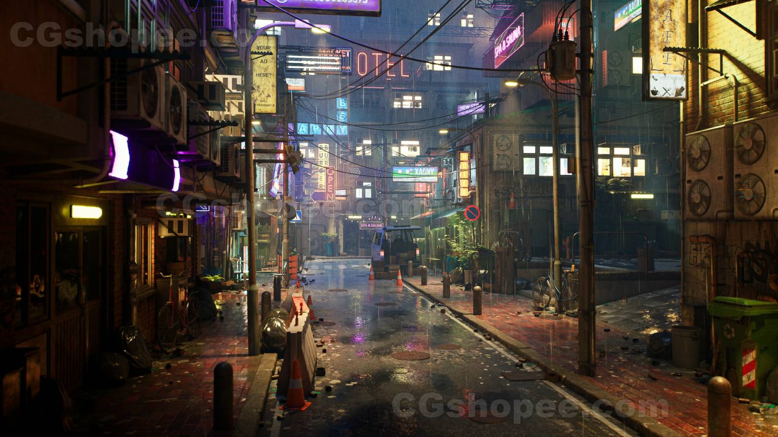 图片[1]|UE5.1+ Rainy Neon Streets - cgshopee|cgshopee