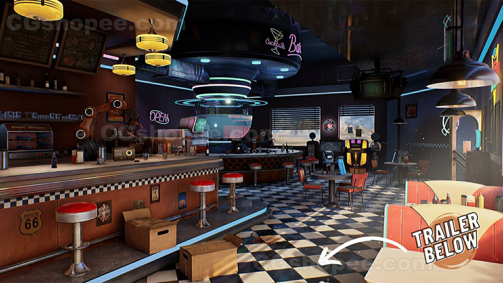 图片[1]|UE4/UE5 Restaurant - American Restaurant - Cafe - Diner Environment - cgshopee|cgshopee