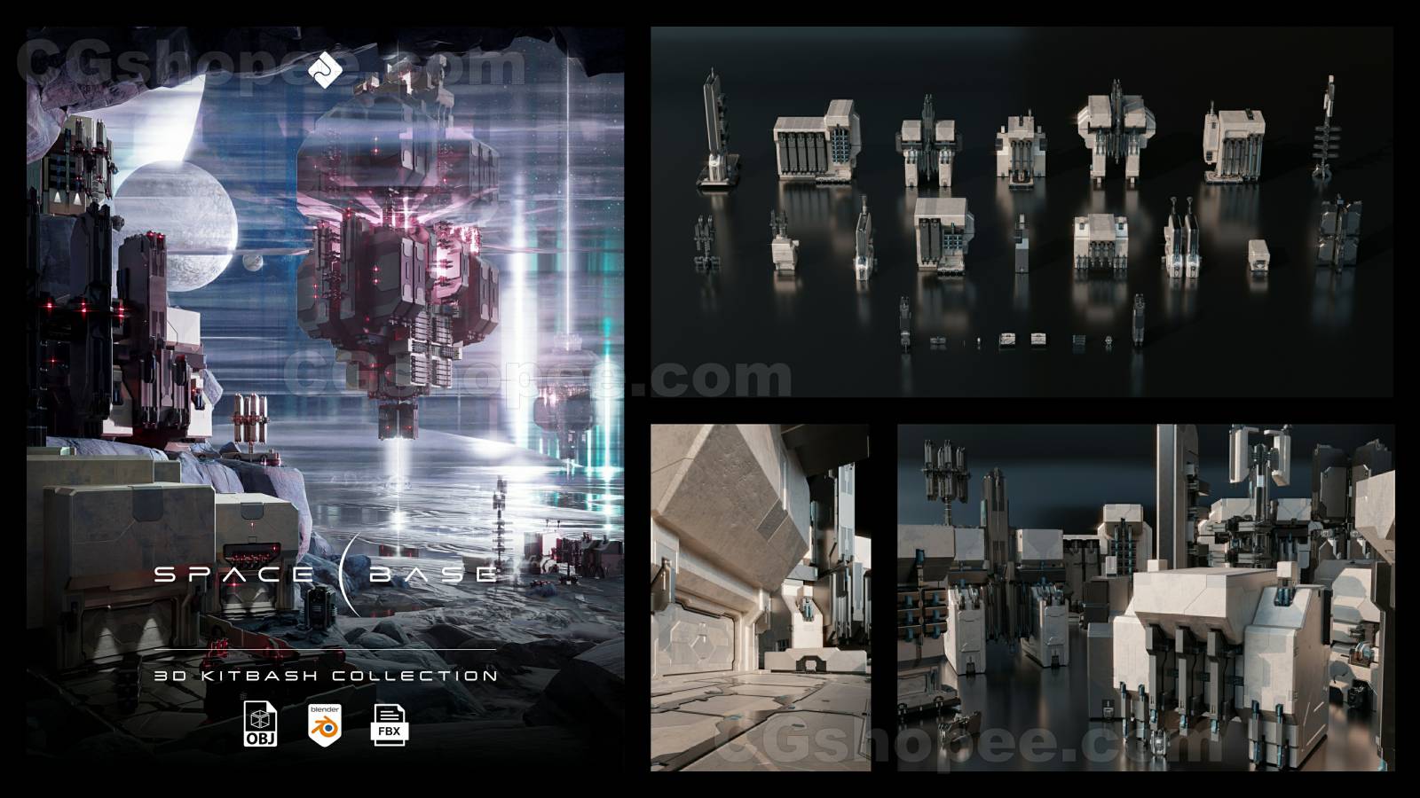 图片[1]|Space Base - Sci Fi Modules, Buildings & Environment Assets 3D Kitbash Pack - cgshopee|cgshopee