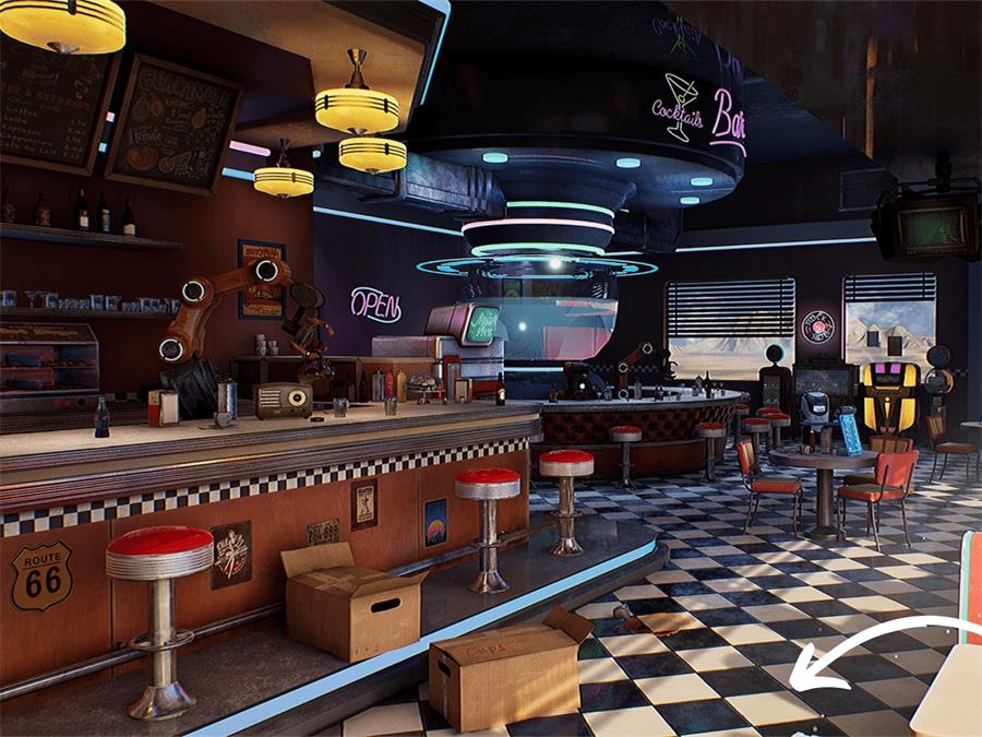 UE4/UE5 Restaurant - American Restaurant - Cafe - Diner Environment - cgshopee|cgshopee