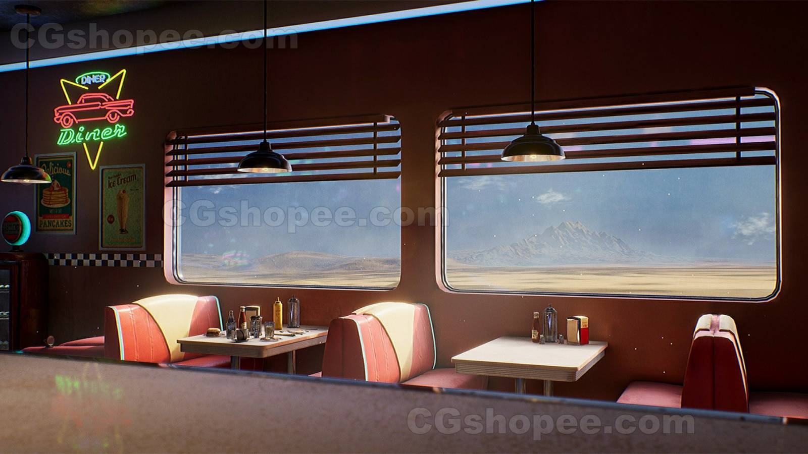 图片[2]|UE4/UE5 Restaurant - American Restaurant - Cafe - Diner Environment - cgshopee|cgshopee