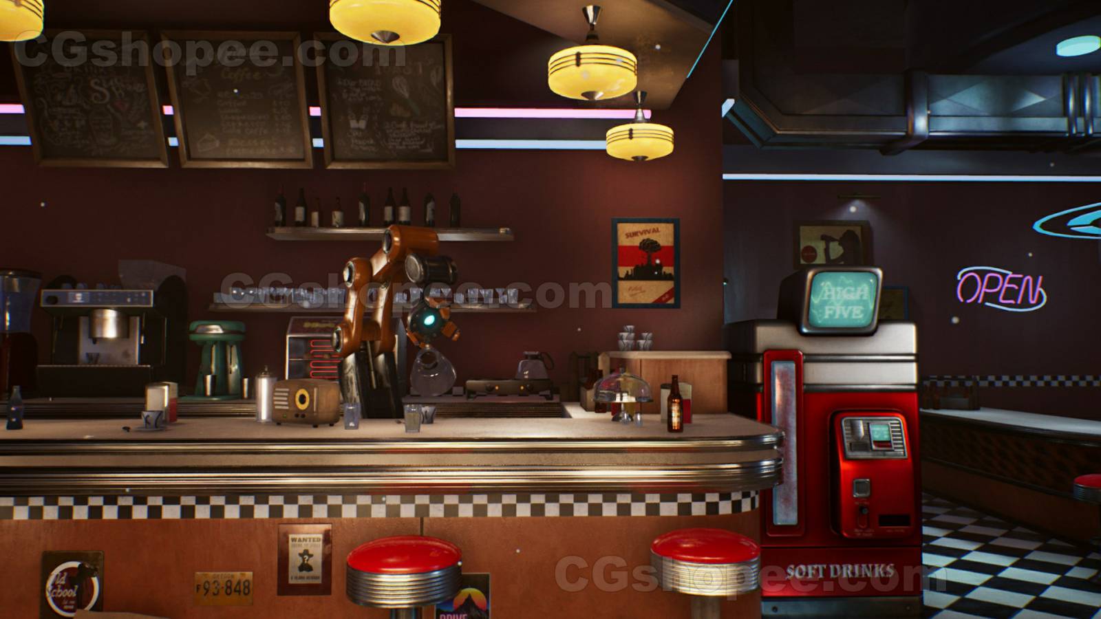 图片[3]|UE4/UE5 Restaurant - American Restaurant - Cafe - Diner Environment - cgshopee|cgshopee