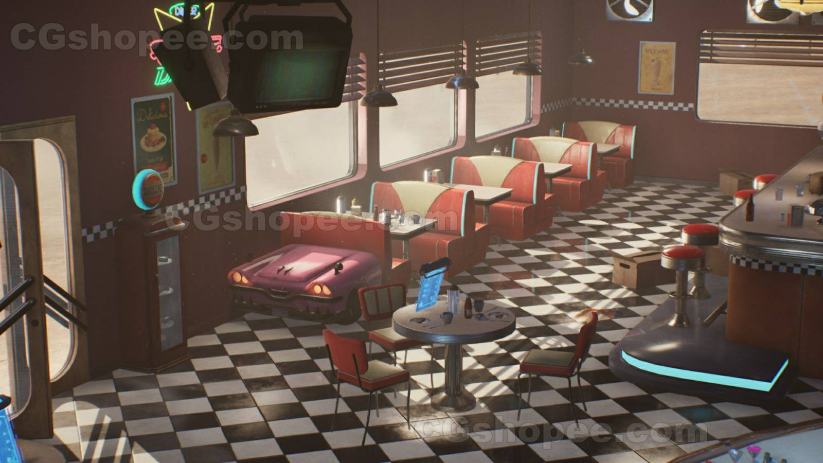 图片[5]|UE4/UE5 Restaurant - American Restaurant - Cafe - Diner Environment - cgshopee|cgshopee