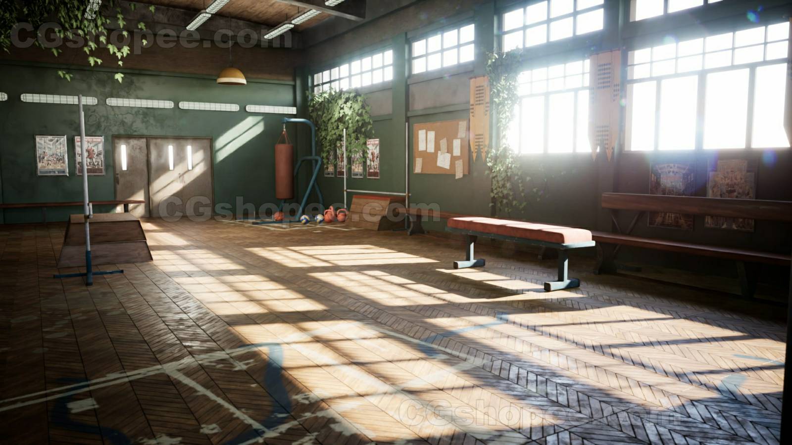 图片[1]|UE4/UE5 Highschool Gym / 34 Assets - cgshopee|cgshopee