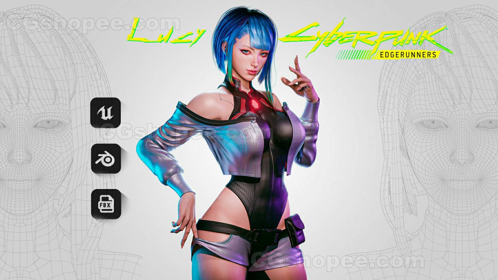 图片[1]|UE4.27 Lucy Cyberpunk Edgerunner - Game Ready 3D model - cgshopee|cgshopee