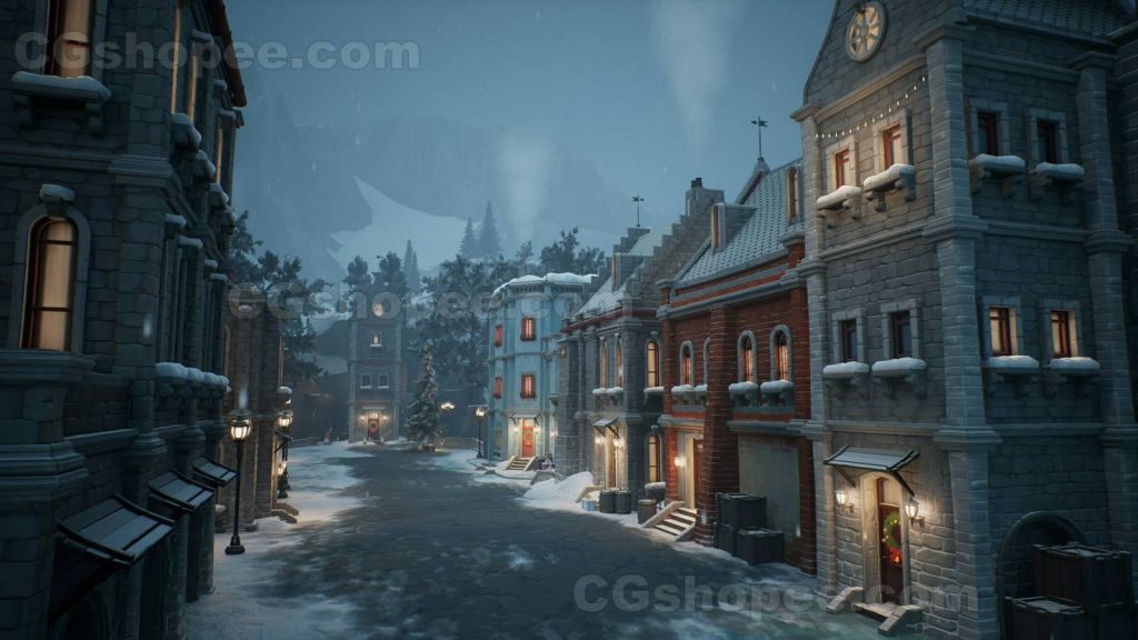 图片[1]|UE5.1+ Stylized winter city environment - cgshopee|cgshopee