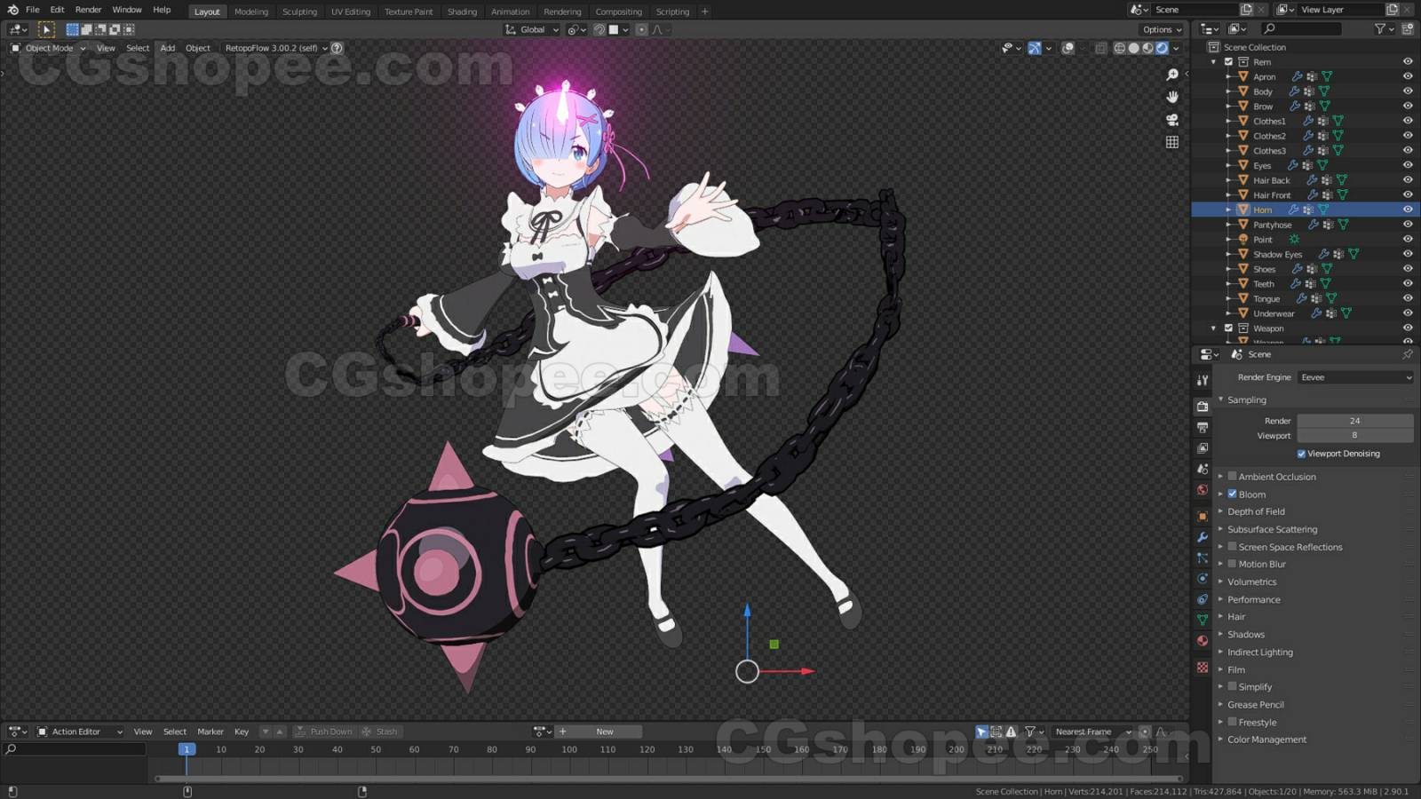 图片[11]|Pack Ram & Rem - Re Zero Model 3D - Blender - cgshopee|cgshopee