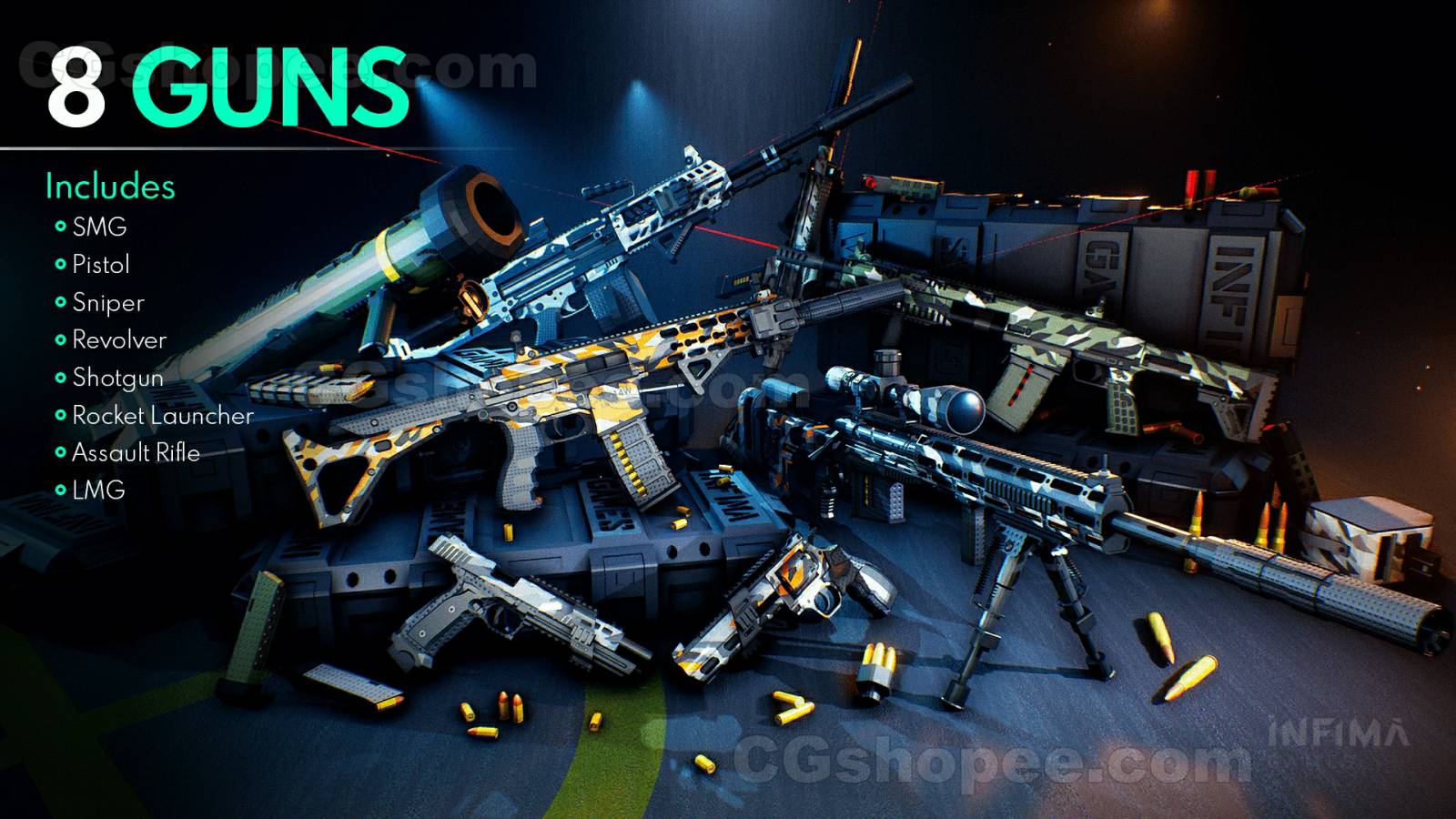 图片[23]|UE4/UE5 Low Poly Animated - Modern Guns Pack - cgshopee|cgshopee