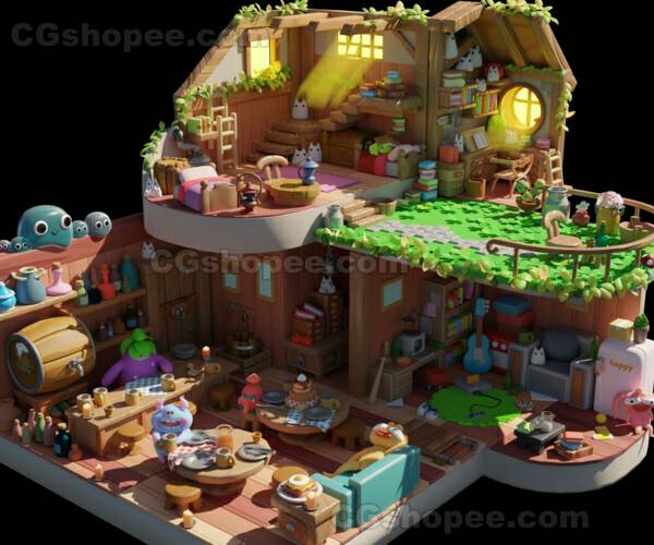 图片[1]|Cartoon Room1-14 – Blender - cgshopee|cgshopee