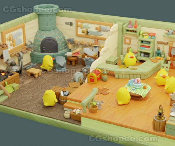 图片[2]|Cartoon Room1-14 – Blender - cgshopee|cgshopee