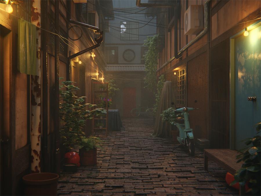 Japanese Alley – Blender - cgshopee|cgshopee