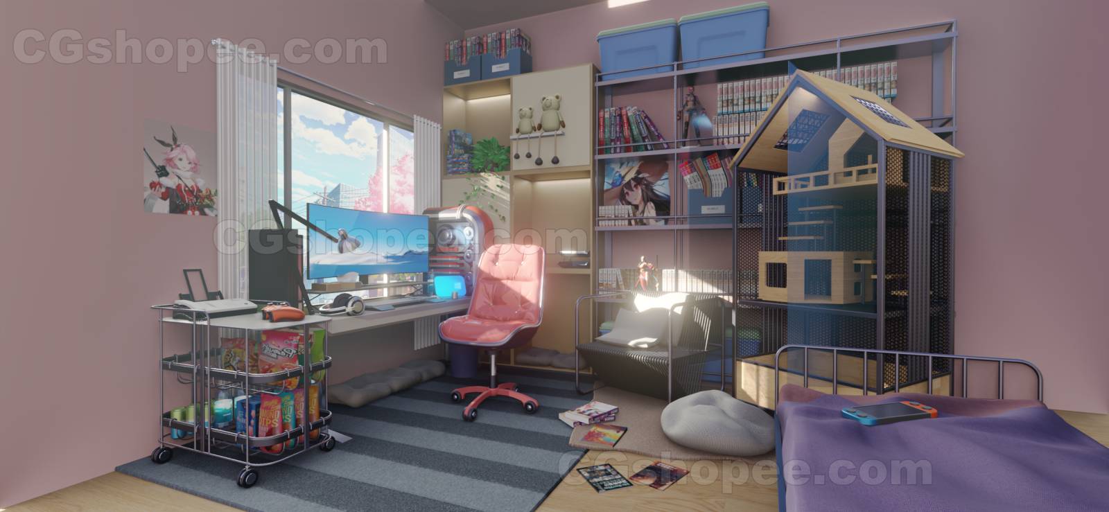 图片[1]|Anime room scene – Blender - cgshopee|cgshopee