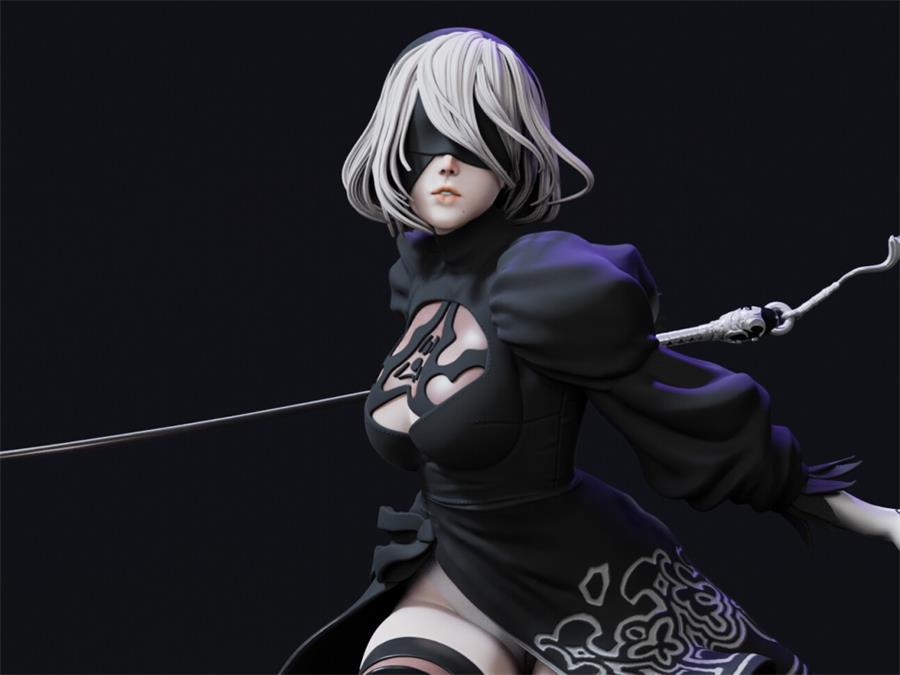 2B Nier Automata – 3D PRINTABLE Figure STL - cgshopee|cgshopee