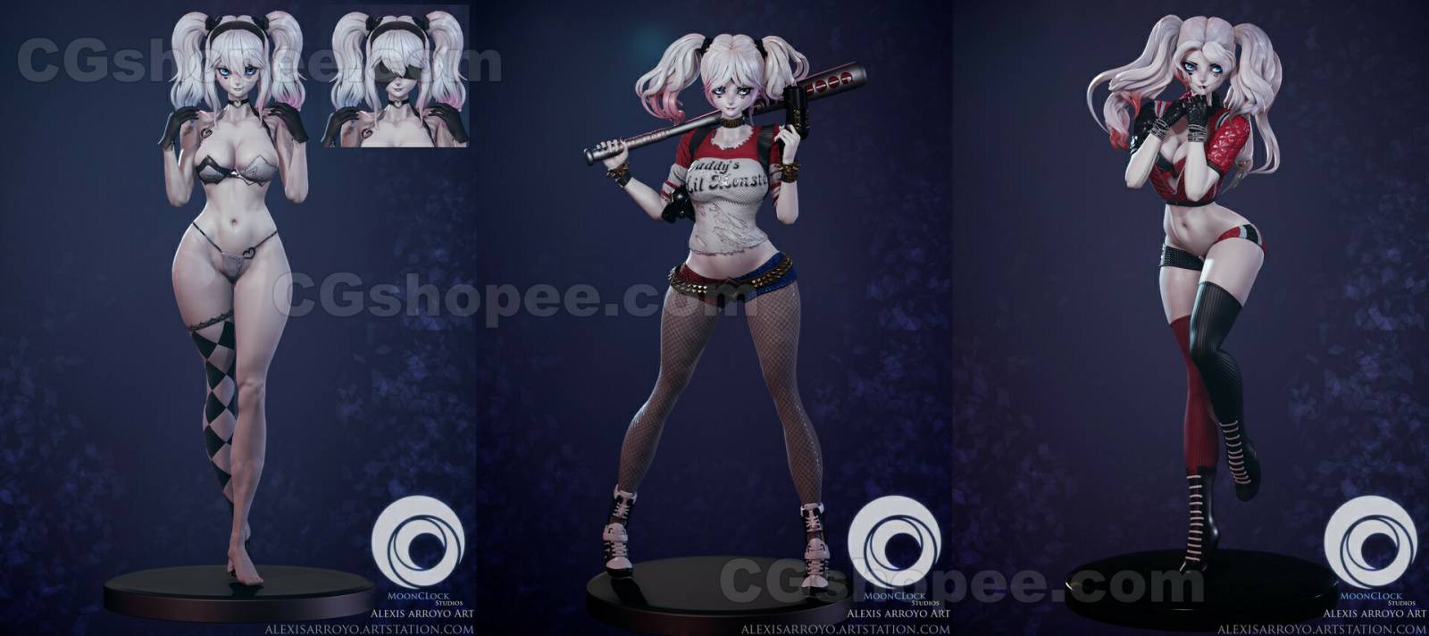 图片[1]|moonclock_harley_quinn – 3D PRINTABLE Figure STL - cgshopee|cgshopee